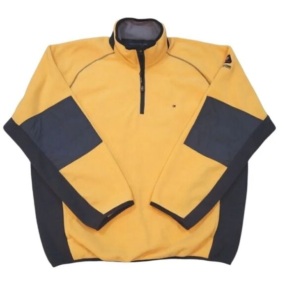 Vintage 90s Y2K Tommy Hilfiger Cold Stop Performance Fleece Jacket in Yellow XXL